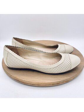Louise Et Cie Shoes Womens 8.5 Cream Leather Perforated Ballet Flats Luxury